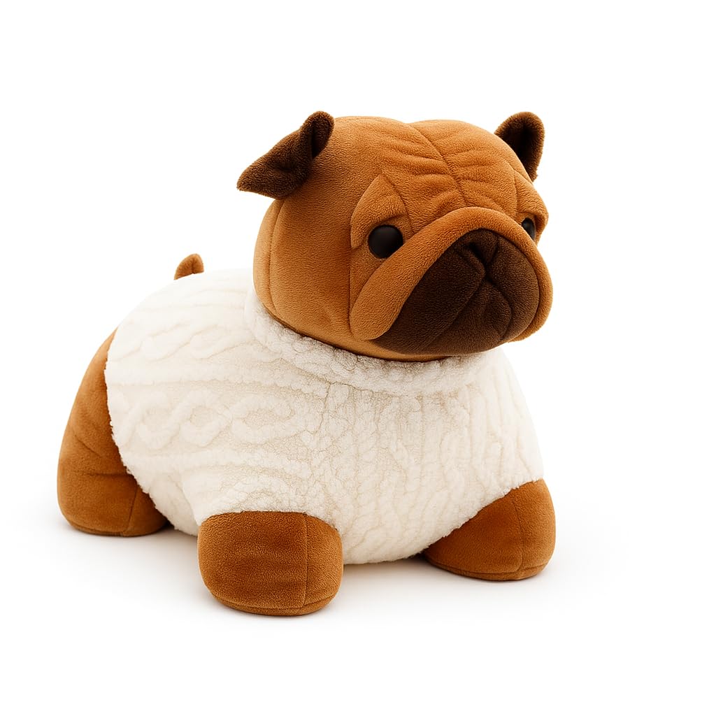 Maria`S Selection Brown Pug Fabric Door Stop, Dog Design Heavy Fabric Soft Fluffed Cute Novelty Puppy Animal Toy Indor Door Stop - Home, Office, Shop Door Stopper (Brown)