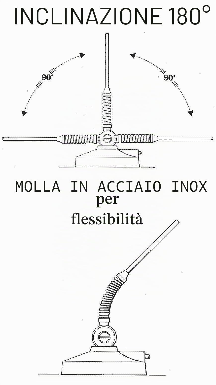 Sirio Antenne MINI MAG 27 con base magnetica diam. 90mm, Antenna CB Frequenza 27-27.5MHz, 50W (CW) Short Time, Stilo Inox con Molla, Inclinabile 180°, Altezza 0,63mt, cavo 3mt, connettore UHF (PL25