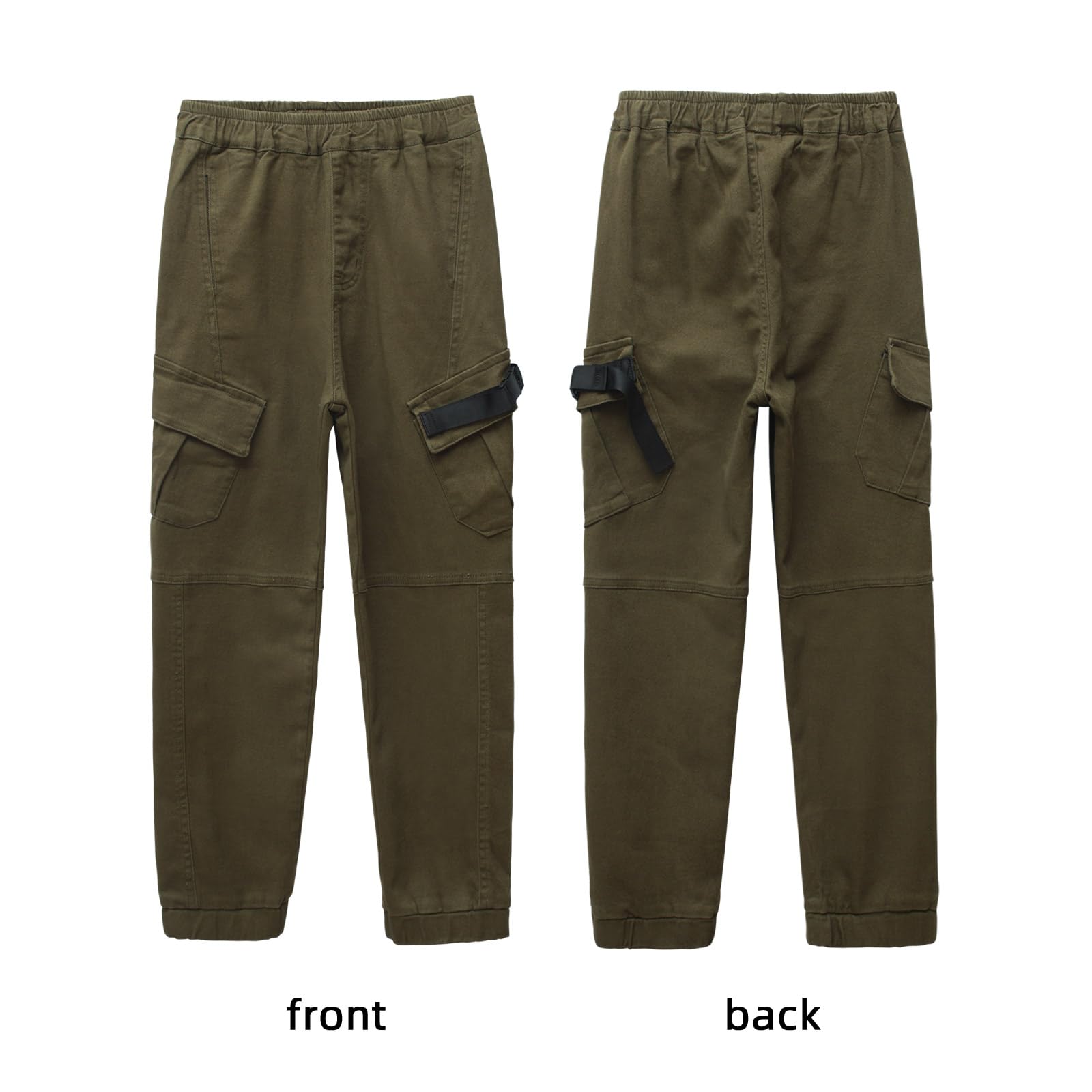 MEILONGER Pantalones Cargo de algodón para niños Estilo Casual Cintura elástica para Senderismo Uniforme Escolar Pantalones Deportivos Joggers
