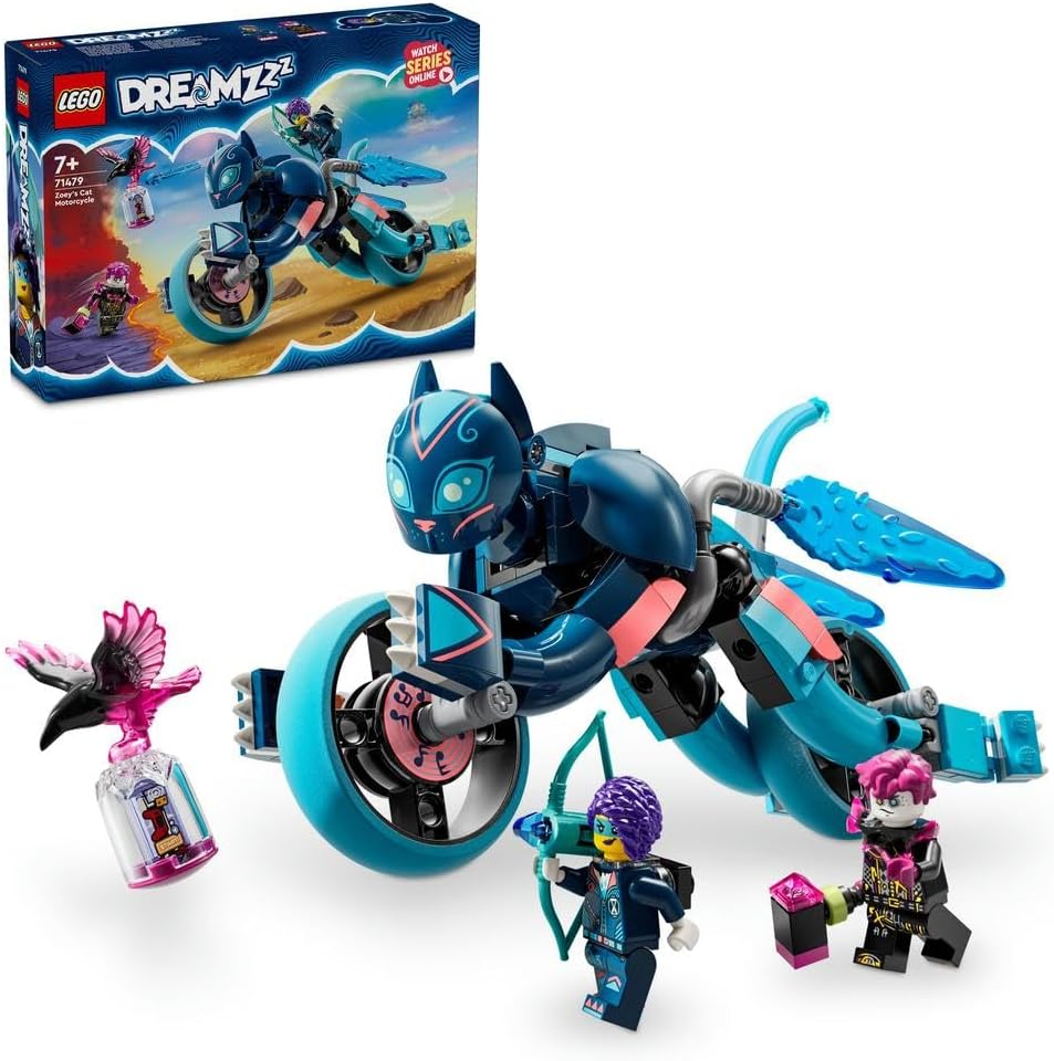 DREAMZzz 2in1 Zoey’s Cat Motorcycle Set, Rebuild an Animal Figure into a Bike Toy for 7 Plus Year Old Boys & Girls, Vehicle Playset, Fun, Creative Birthday Gift Idea For Kids 71479