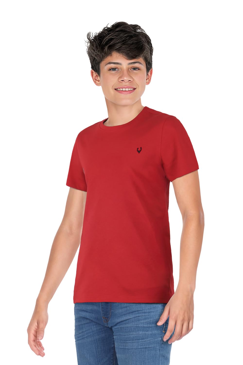 Allen Solly Boy's Solid Regular Fit T-Shirt (ABKCCRGBT60942_Red - Image 3 thumbnail