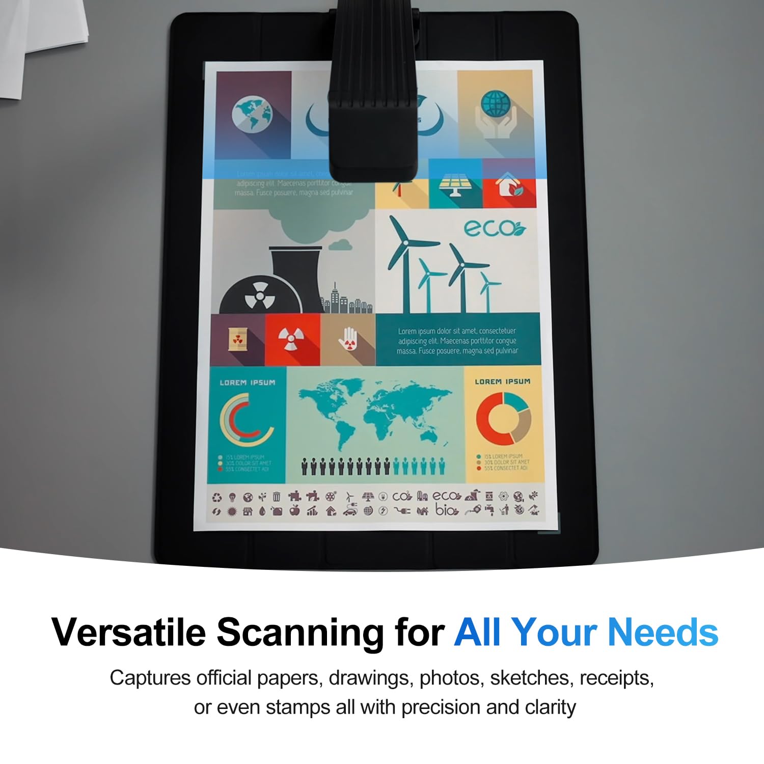 JOYUSING Scanpad100 Pro - Scanner per documenti portatile da 16 MP, fotocamera per documenti USB, 1s per scansione, riconoscimento del testo OCR, miglioramento AI, formato A4, pieghevole per andare