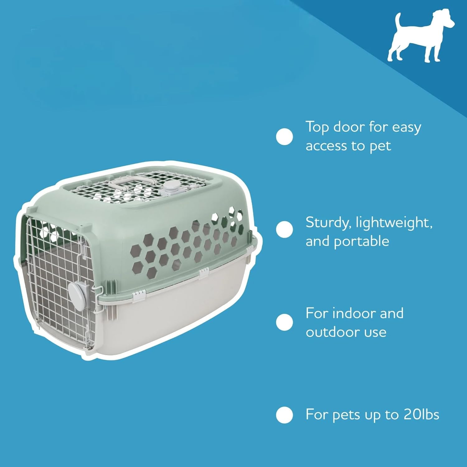2-Door Pet Carrier for Cats and Dogs, Heavy Duty Plastic Kennel with Top Opening, Double Door Design with Secure Lock, Available in Blue, Green, Pink – 24" & 26" (Pink, 24 Inches)