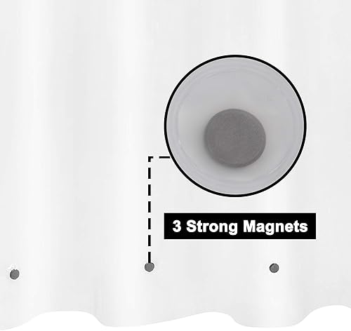 Miniatura 5 de Forro de cortina de PEVA para ducha, calidad prémium, sin BPA y PVC, sin olor químico, cortina de ducha ligera con 3 imanes, ojales metálicos,