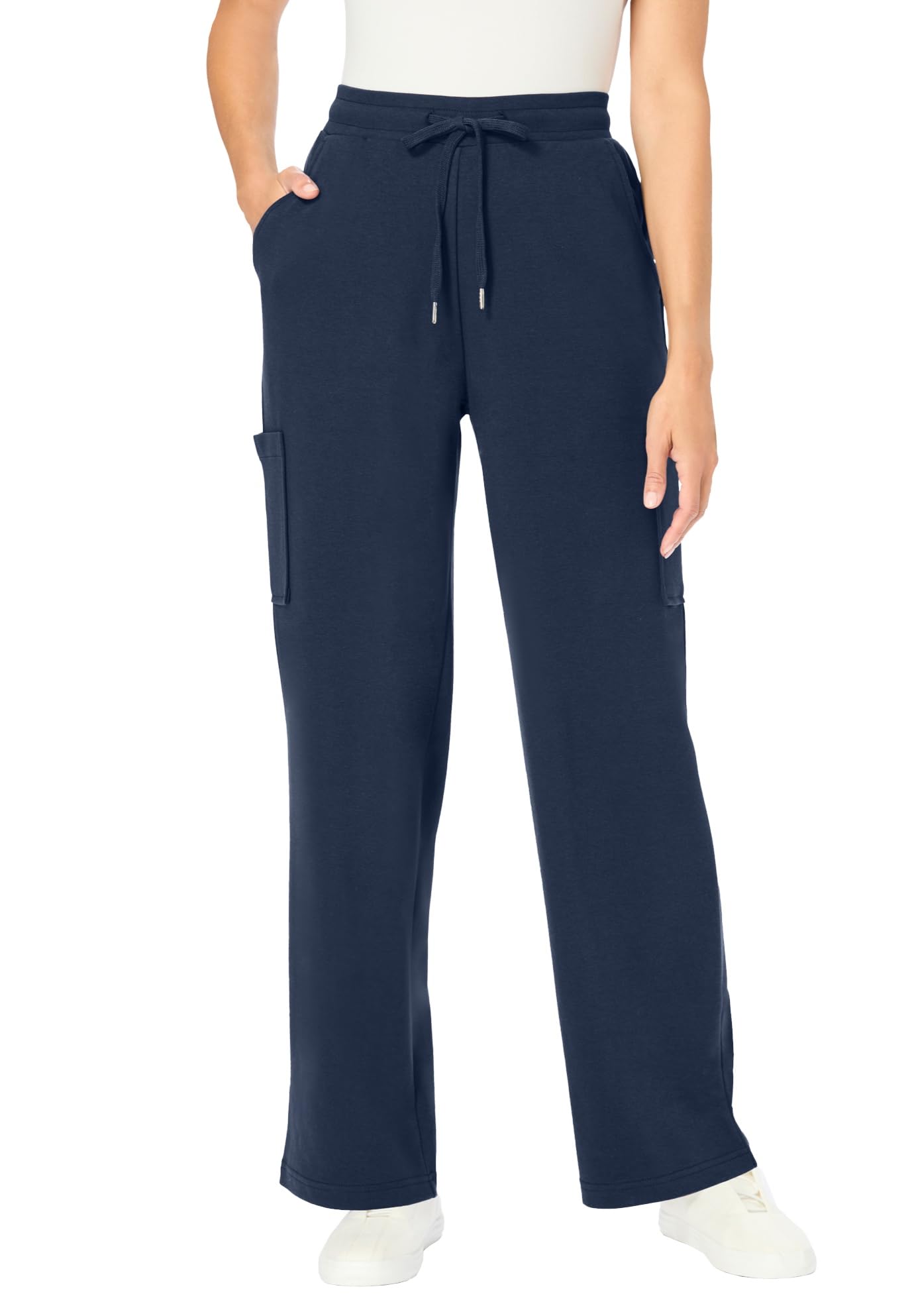 Woman Within Plus Size Tall Knit Pull-On Drawstring Cargo Pants