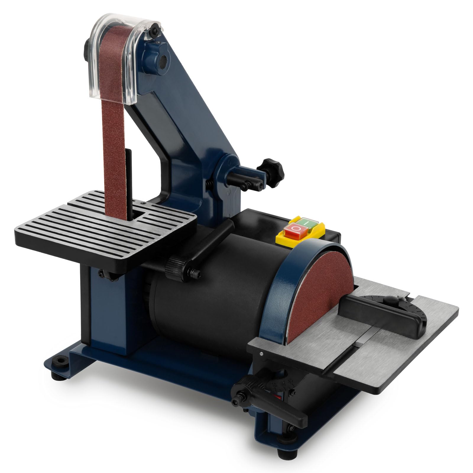 EBERTH Schleifmaschine Bandschleifmaschine Bandschleifer Tellerschleifer Elektrisch 300W (Verstellbare Werkzeugauflage, Verstellbares Schleifband, Antivibrationsfüße, inkl. Schleifpad & Schleifband)