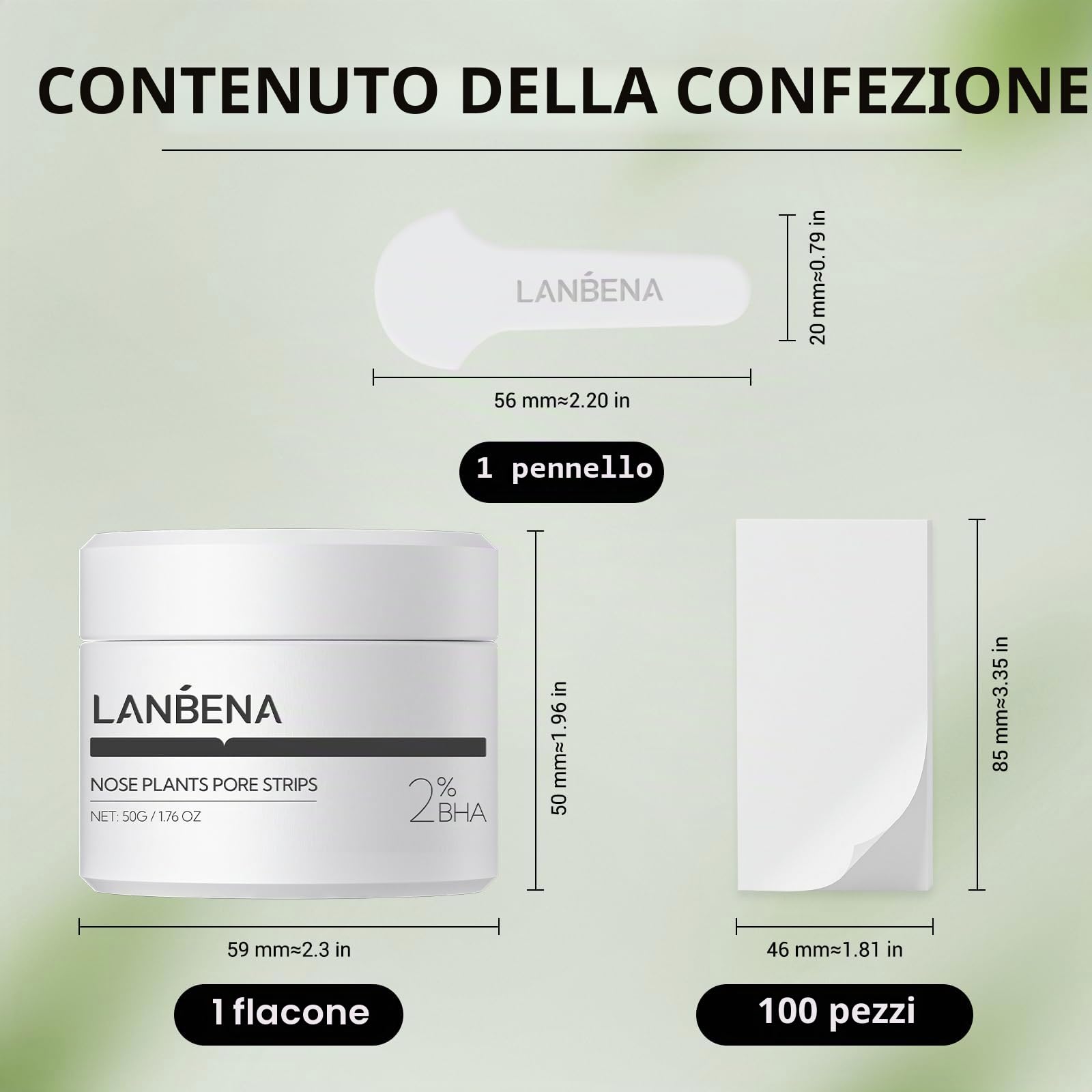 LANBENA punti neri rimozione (50 g), 100 strisce nasali, maschera punti neri, NOTA: La crema diventa gommosa al di sotto dei 25°C, mettere la bottiglia in acqua bollente per ammorbidirla