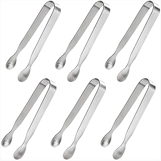 Ice Tongs Sugar Cubes Tongs - 6 Pack Stainless Steel Mini Serving Tongs for Appetizers Tea Party Coffee Bar (6 PCS)