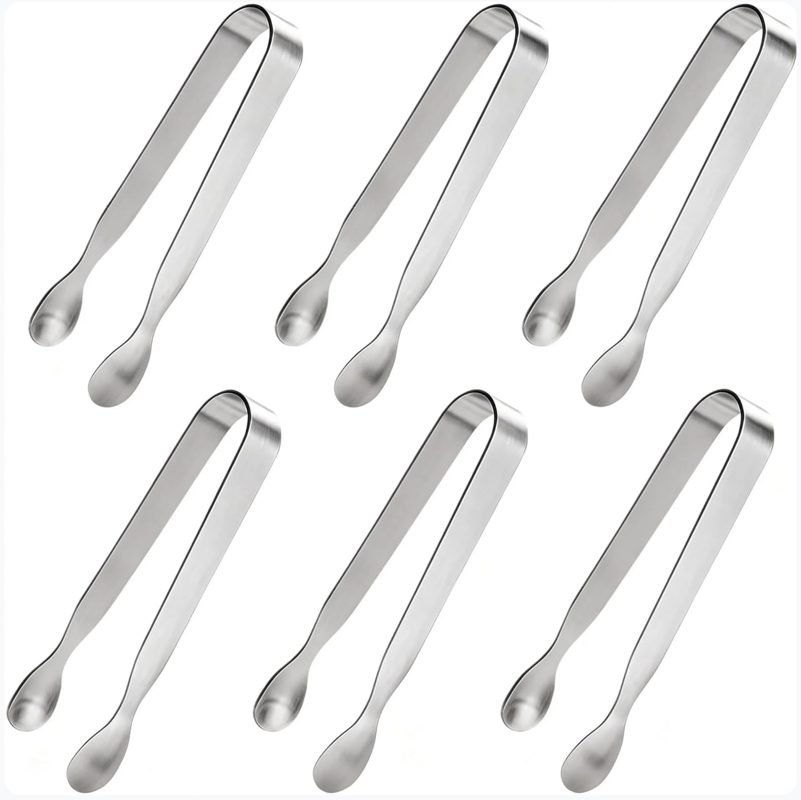 Ice Tongs Sugar Cubes Tongs - 6 Pack Stainless Steel Mini Serving Tongs for Appetizers Tea Party Coffee Bar (6 PCS)
