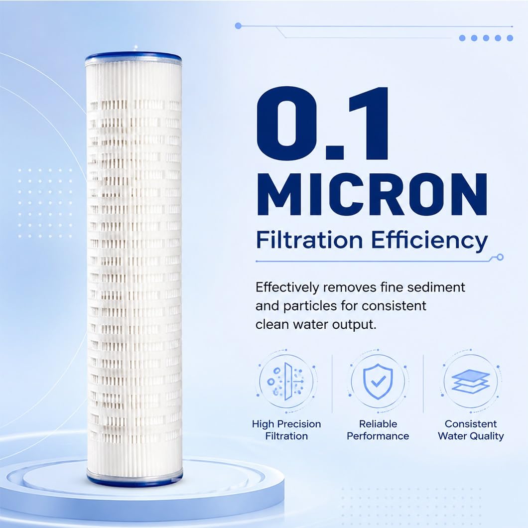 Paquete De 6 Filtro Plisado Compuesto De Polipropileno De 10x2,5" De 0,1 Μm, Vida Útil Extendida, De Grado Alimentario, Para Toda La Casa, Sistemas Comerciales Y RO