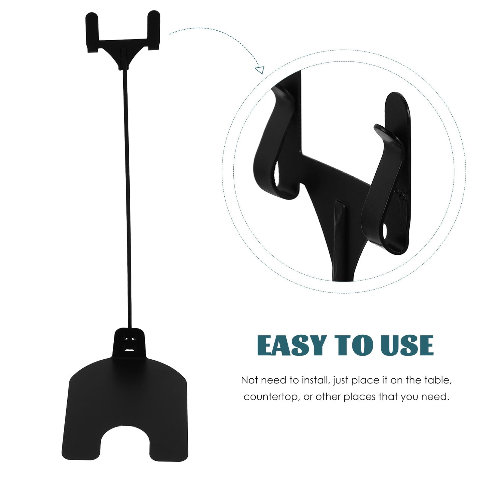 ABOOFAN Set 10 Pezzi Supporti Per Cartellini Prezzi Da Tavolo 20 Cm, Porta Etichette Acrilico Nero Base Stabile, Clip Pubblicitaria Per Negozi, Ristoranti e Supermercati