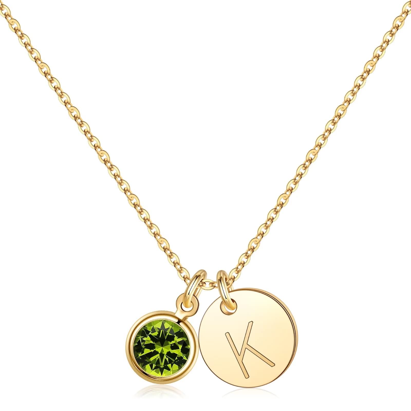 Hidepooinitial Birthstone Necklace For Girl Women 14k Gold Plated