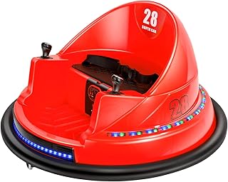 Kids Race Toy 6V Electric Ride On Bumper Car Vehicle Remote Control 360 Spin DIY Numbers 00-99 ASTM-Certified Red,6v Red