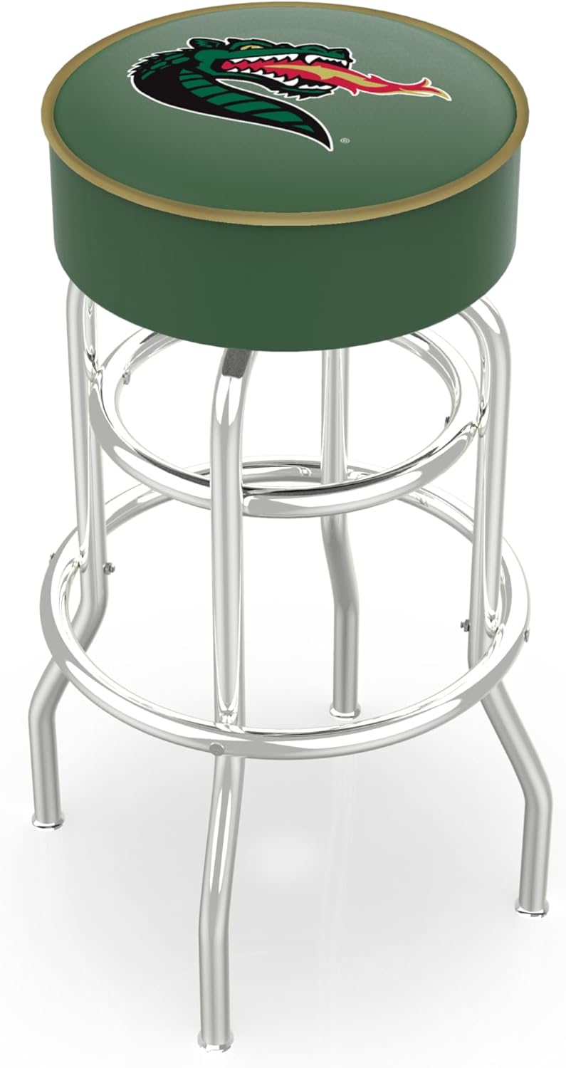 Holland Bar Stool L7C1-4" Central Michigan Cushion Seat with Double-Ring Chrome Base Swivel Bar Stool by The Company