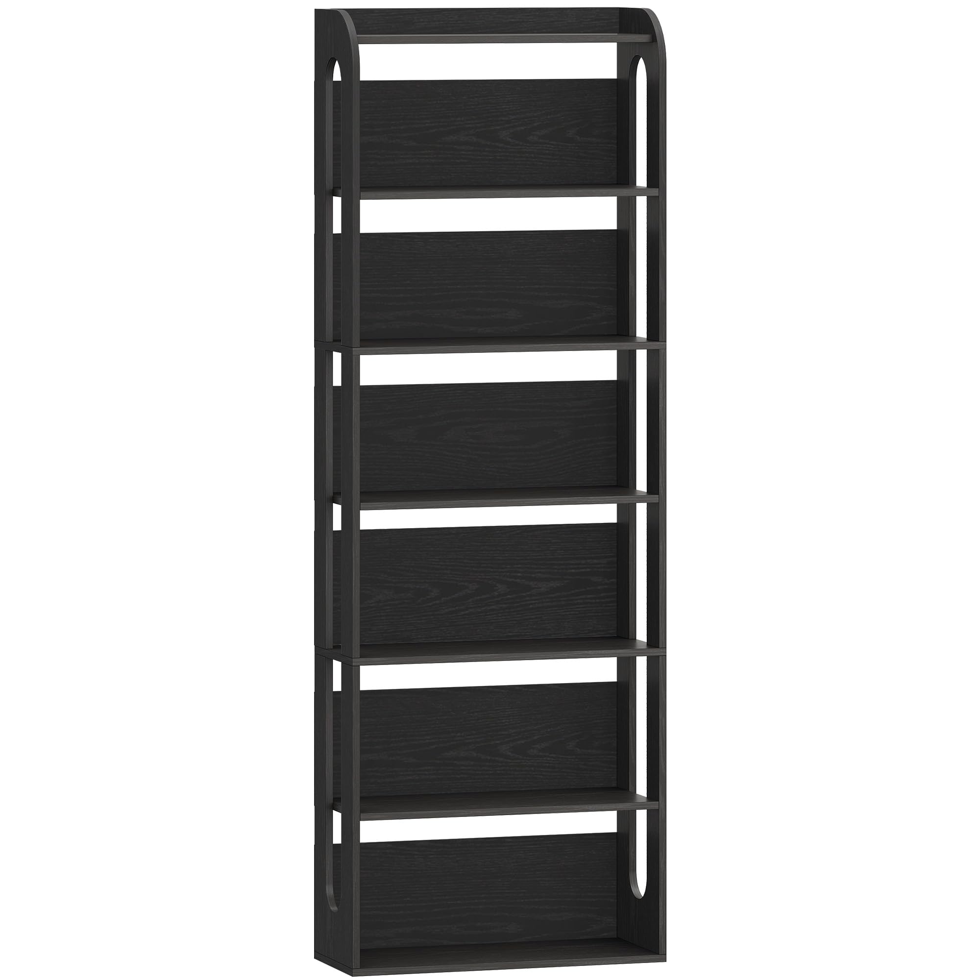 Hzuaneri Libreria a 7 Ripiani, Libreria Soggiorno Legno, Scaffale Portaoggetti Aperto, per Salón, Estudio, Oficin, Dormitorio, 24 x 60 x 182 cm, Nero BC70004X