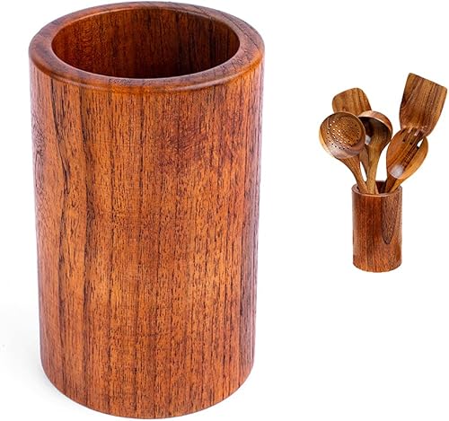 TEZZ Soporte para utensilios de madera + soporte para cuchara para utensilios de cocina, cucharas de cocina, spurtles de cocina