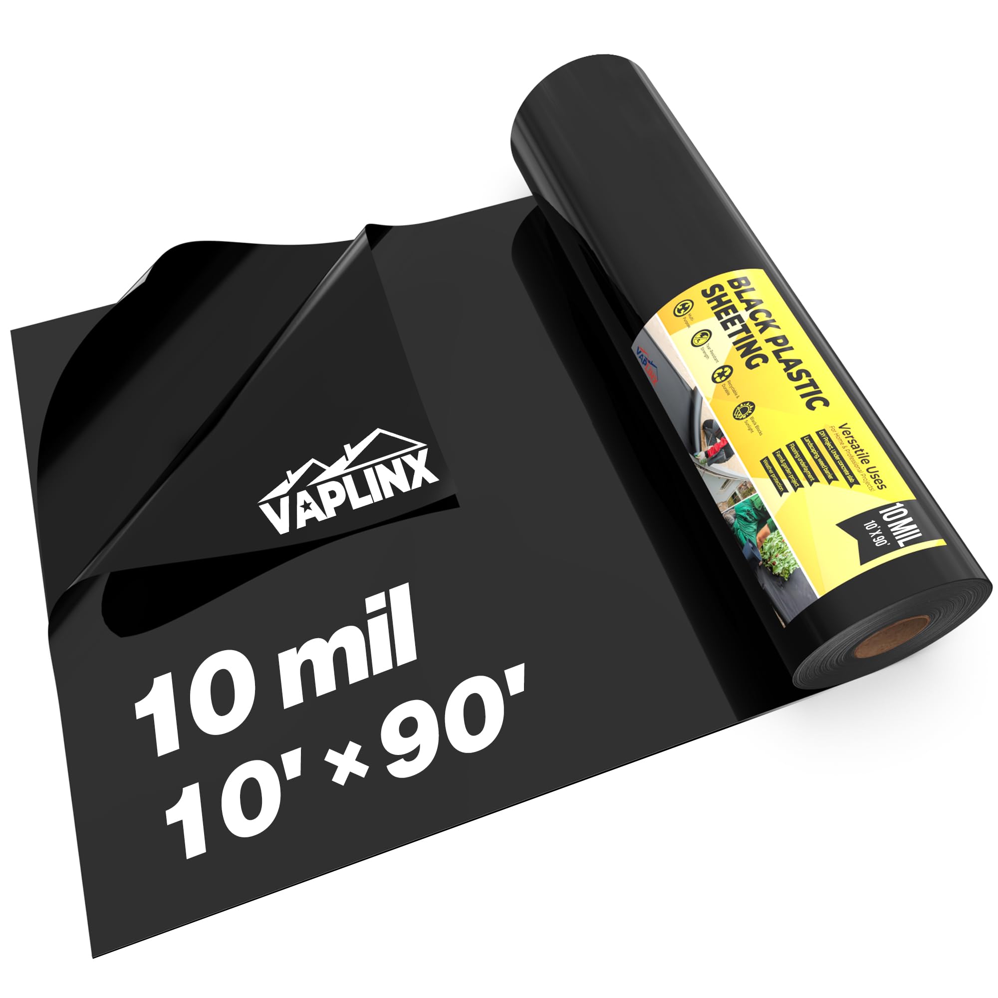 10 Mil Black Plastic Sheeting 10x99 FT UV Protection Poly Sheeting