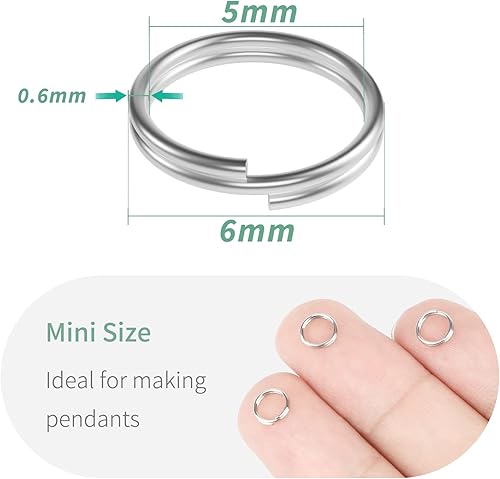 Miniatura 10 de Uniclife Anillos de salto plateados de 0.315 pulgadas para hacer joyas, conectores de anillo individuales abiertos para llaveros y reparación de