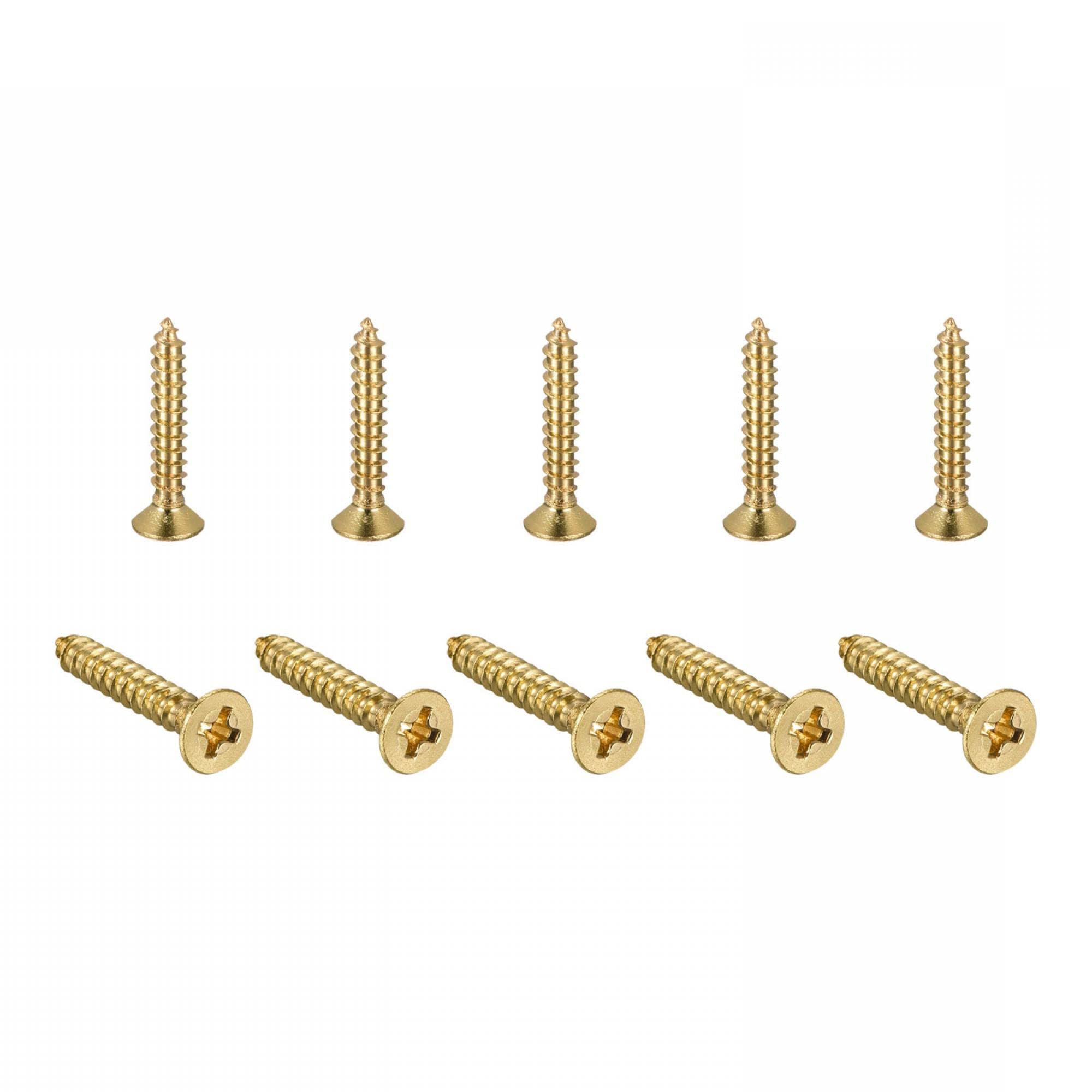 TA-VIGOR M4 Small Phillips Brass Wood Screws 25mm, Cross Flat Head Gold Plated Self Tapping Screw for Wood, Dollhouse, Jewelry Box, Guitar & Miniature Furniture 30pc