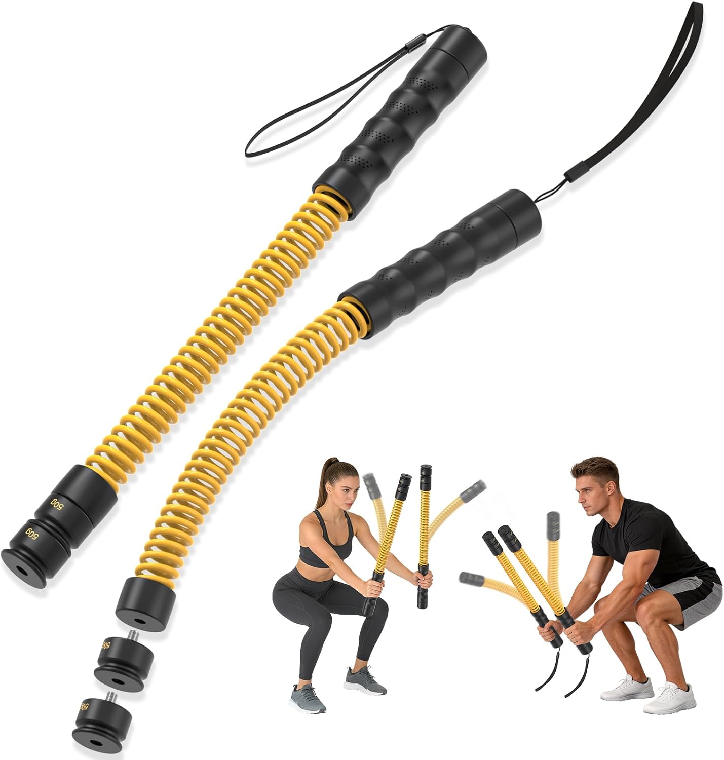 Heavy Duty Ropeless Battle Ropes 4.0, Portable Steel Core Exercise Ropes for Home Gym & Outdoor, Anti-Slip Ergonomic Handles for Strength Training, HIIT, & Full Body Workout | Ideal for Men & Women