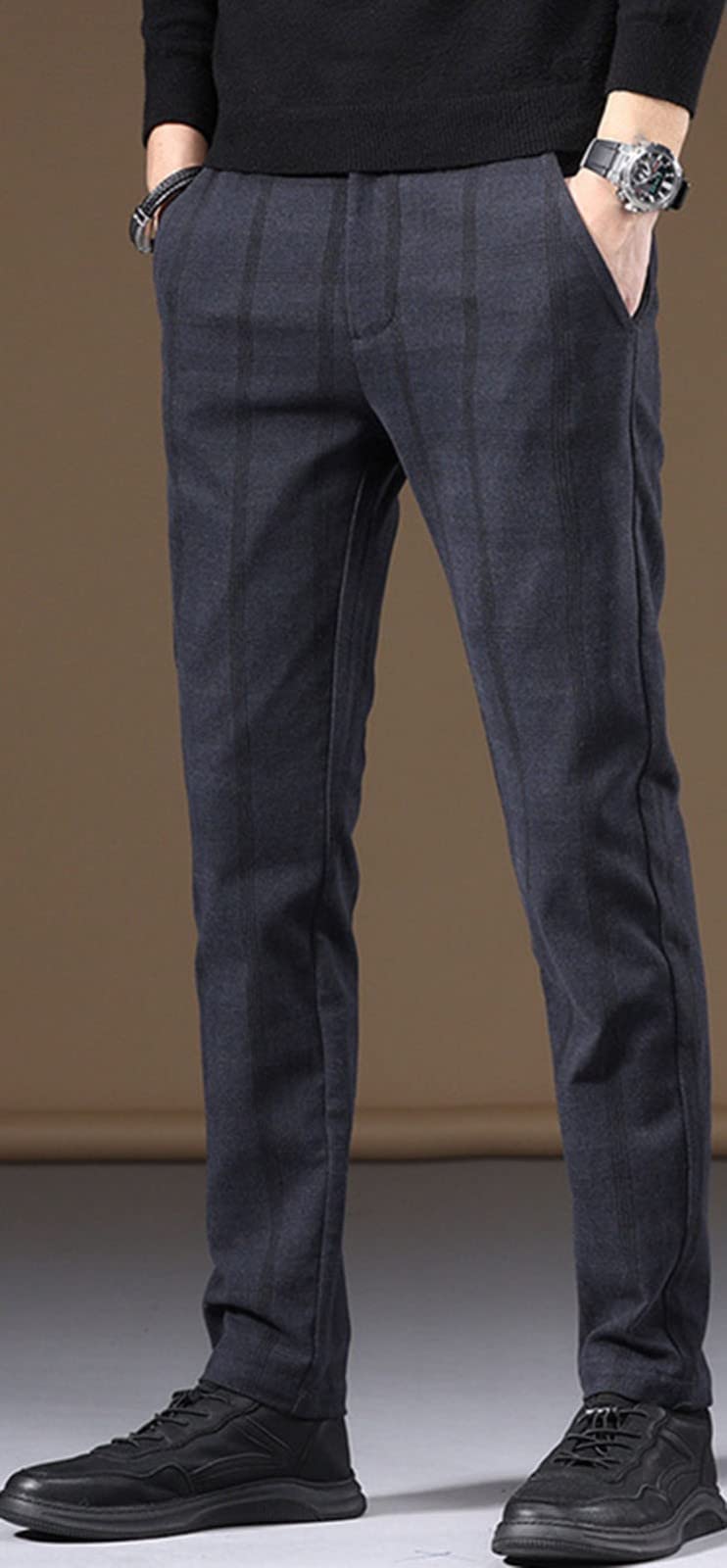 Pantalone Da Uomo A Quadri Con Vita Elastica Casual,Sottile Uomo Pantaloni Da Jogging Slim Fit,Uomo Slim Fit Pantaloni,Con Pantaloni Skinny Eleganti 2,31