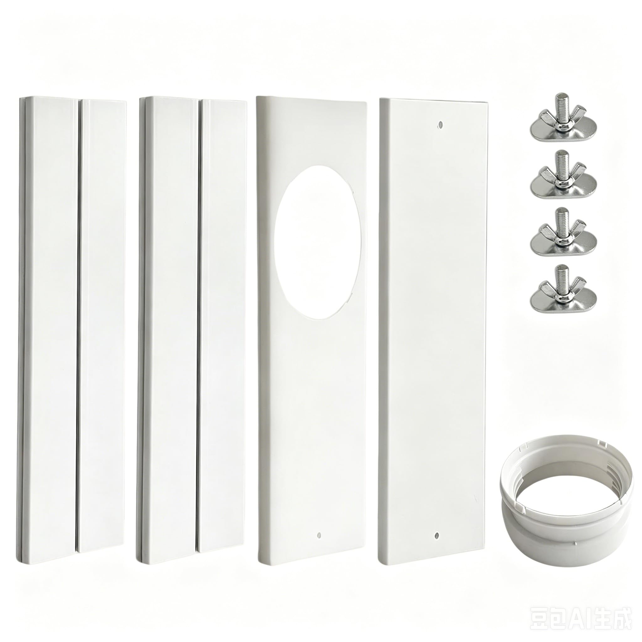 Kit de sellado de ventanas y puertas deslizantes para manguera de aire acondicionado portátil, paneles, PVC ajustable a hasta 152 cm, rosca universal de 13 y 15 cm de diámetro