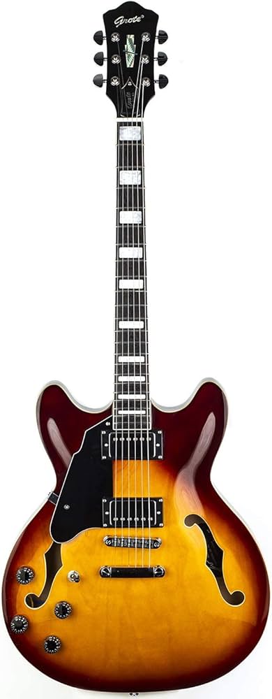 Grote セミアコ　エレキギター サンバースト Amazon | GROTE Full Scale Electric Guitar Semi-Hollow Body Guitar
