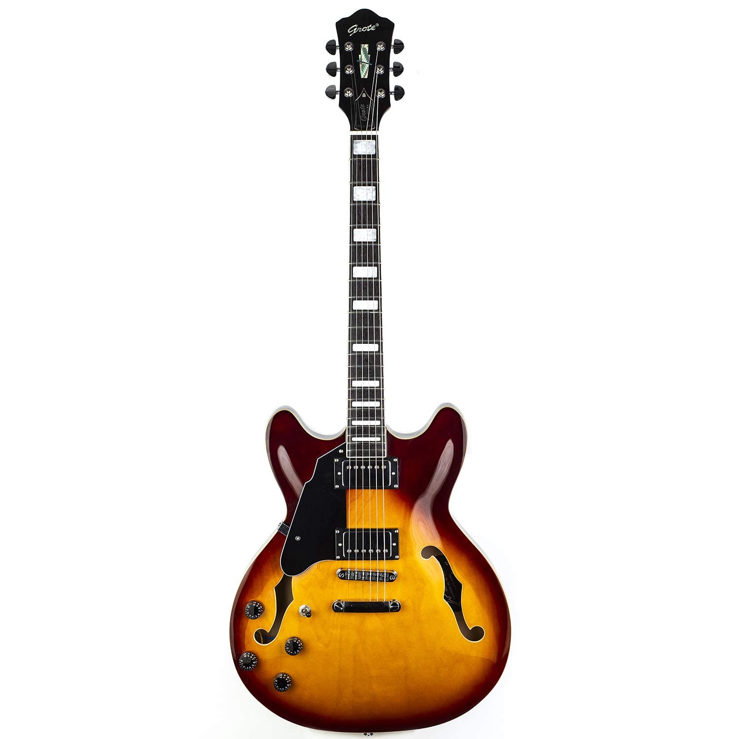 Grote セミアコ　エレキギター サンバースト Amazon | GROTE Full Scale Electric Guitar Semi-Hollow Body
