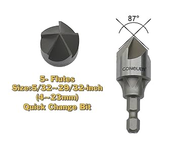 Amazon | CONQUER Tools 5フルートメタル皿穴ドリルビット 90度