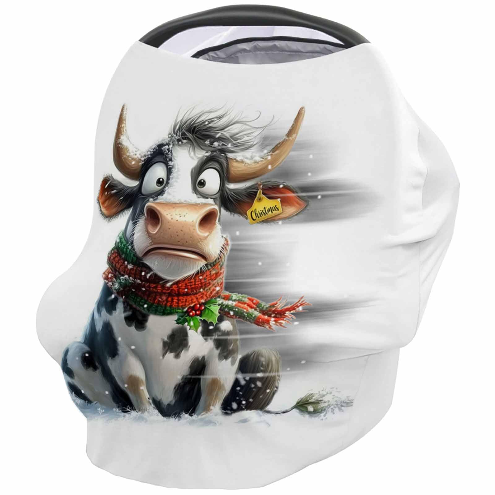 Nursing Cover for Breastfeeding Scarf, Christmas Cute Cow Scarf Baby Car Covers Super Soft Multi Use for Canopy Shopping Cart Cover Blanket Stroller Cover