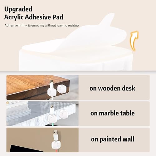 Miniatura 4 de Clips magnéticos para cables, paquete de 6 soportes adhesivos para cables, organizador de cables de carga USB, soporte de almacenamiento para el