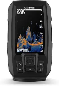 Garmin 010-02550-00 Striker Vivid 4cv, localizador de peixes e transdutor de sonar de 10 cm fácil de usar, paletas de cores vívidas de digitalização