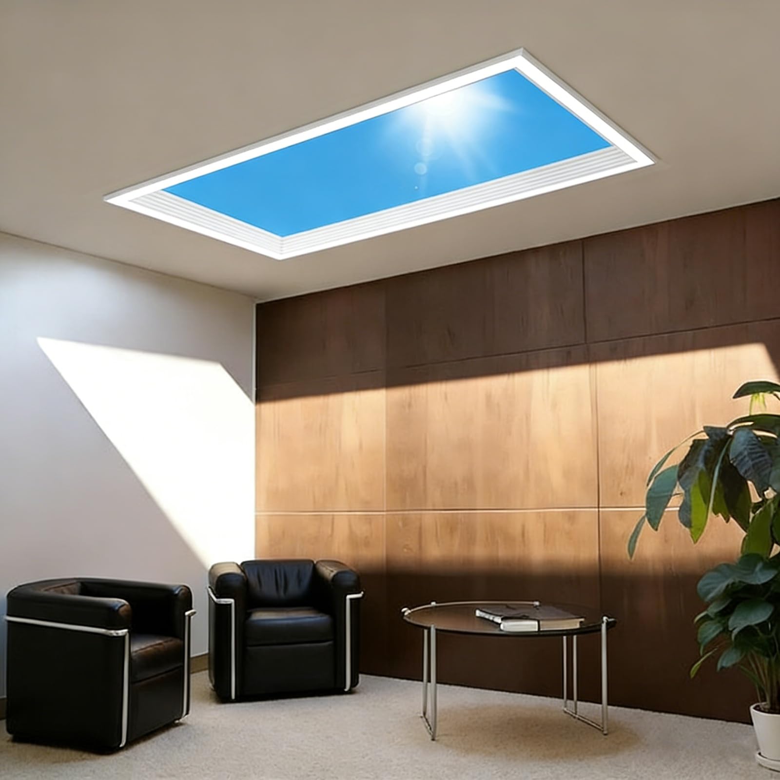 Lámpara de techo con luz de cielo azul, lámpara de techo LED regulable, luz de cielo azul inteligente, simula ritmos de luz diurna, tragaluz artificial para interiores del hogar, para sótano