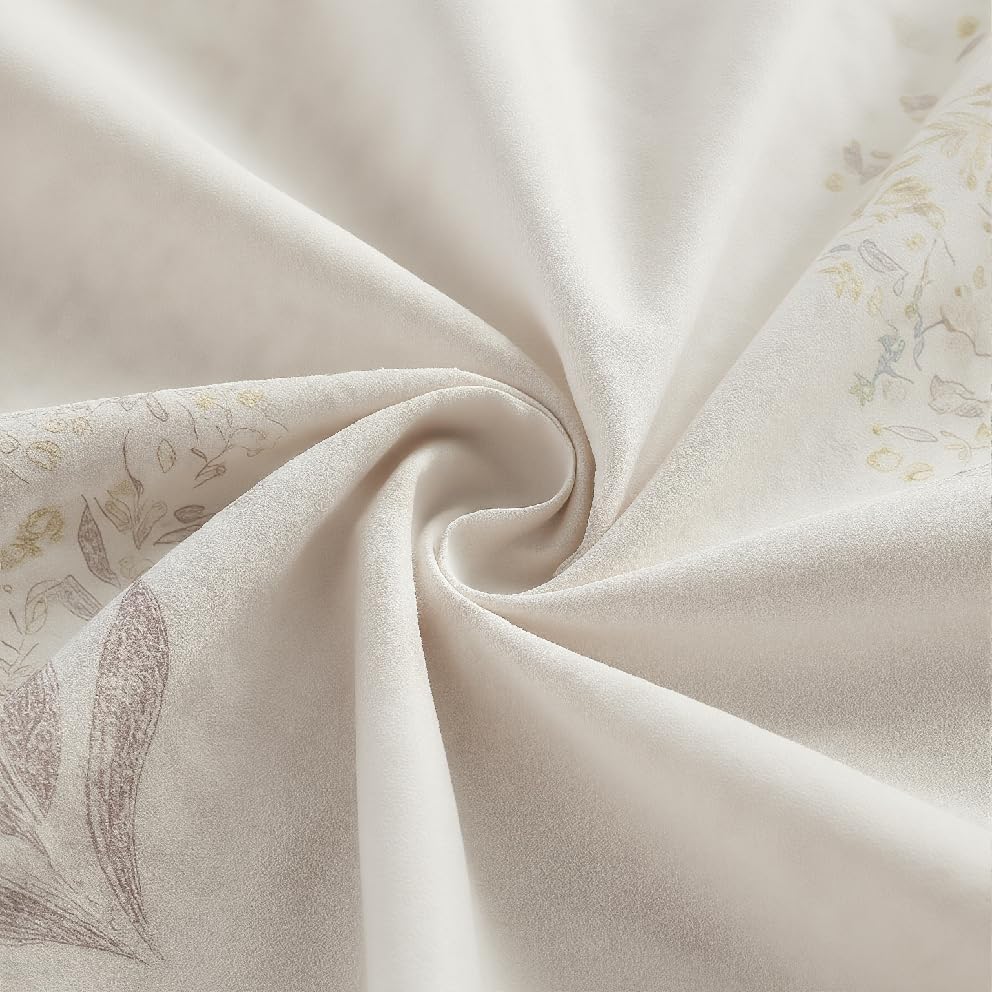 Elan Dreams Floral Print Bedding Set with Lace Border, Light Cream Colour, Double Size 4