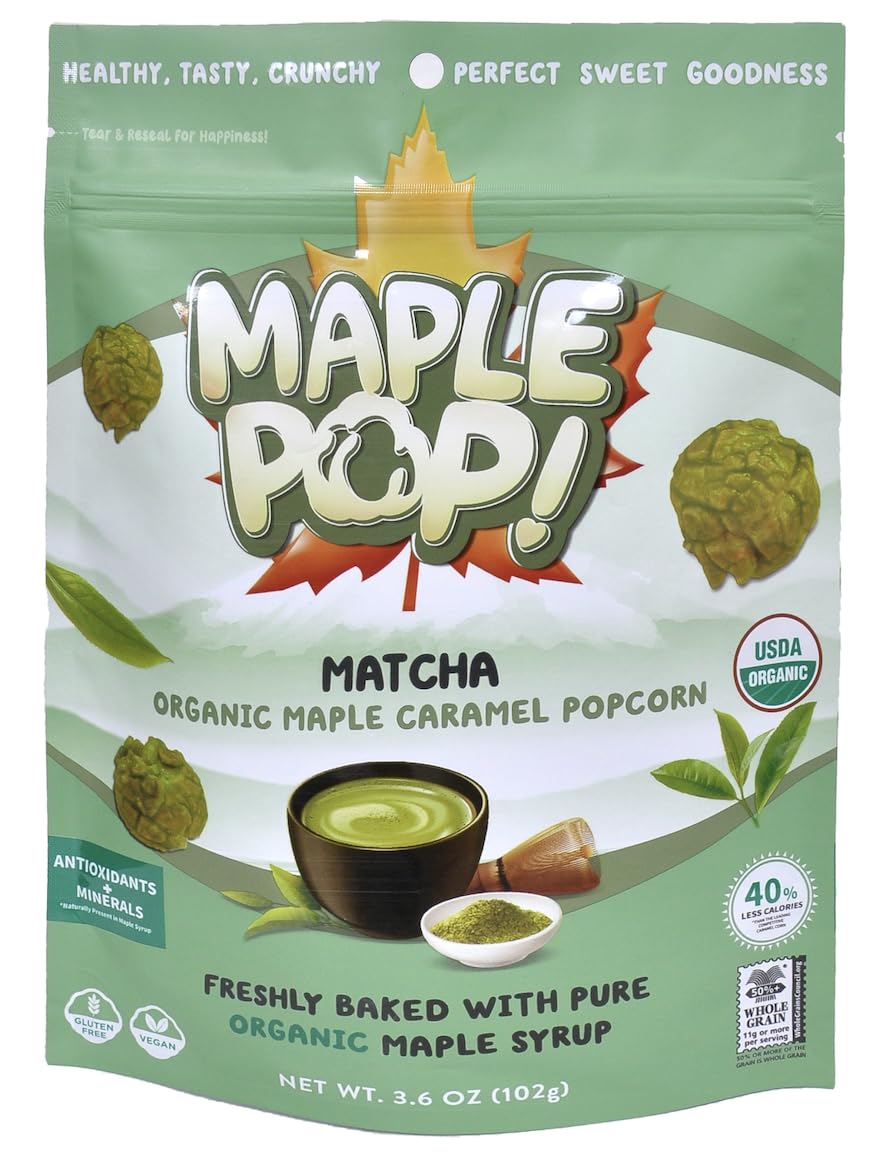 Maple Pop!-Organic Gourmet Popcorn | Oven-Baked | Gluten-Free | Air-Popped | Vegan |Flavored Popcorn Gourmet | Kids Sweet Snack Packs | Maple Pop!