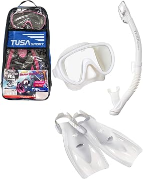 TUSA Sport Adult Serene Mask, Dry Snorkel, and Fins Travel Set