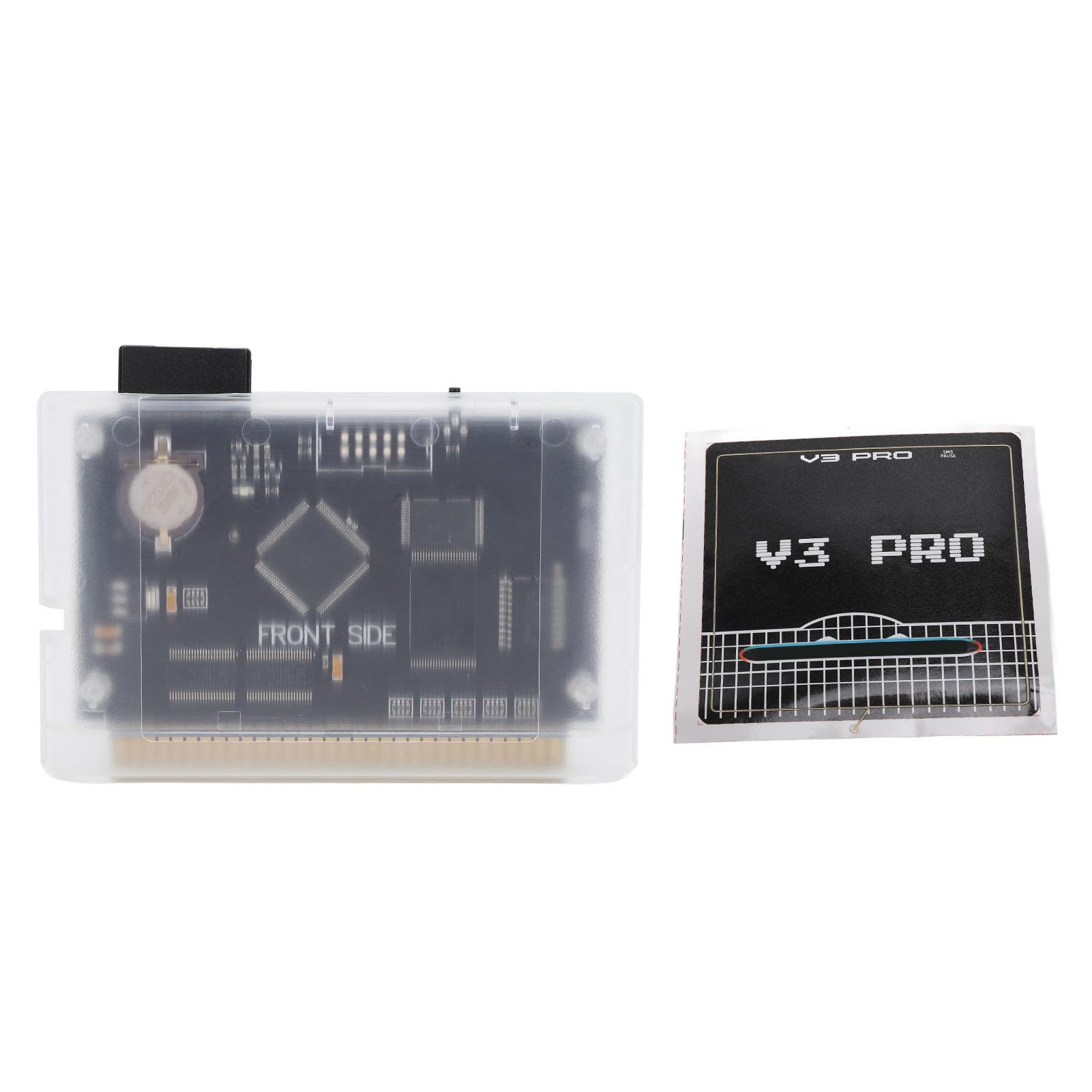 Plyisty Cartuccia di Gioco Carrello Flash retrò per Mega Drive V3.0 Pro, Scheda di Gioco 3000 in 1 per MD1/MD2/MD3/CD-X/32X, Compatibile con Genesis, Mega-Drive, Master System (Bianco trasparente)