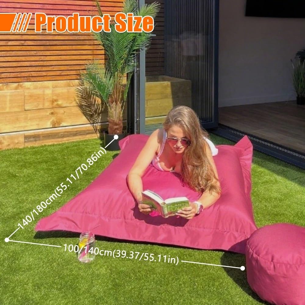 Puff Flotante Cuadrado For Piscina (sin Relleno) - Puff Impermeable For Exteriores For Adultos - Puff Reutilizable For Piscina, Jardín, Playa, Camping, Sofá Cama, Puff Lounge(Baoblue,140x180cm-cover)