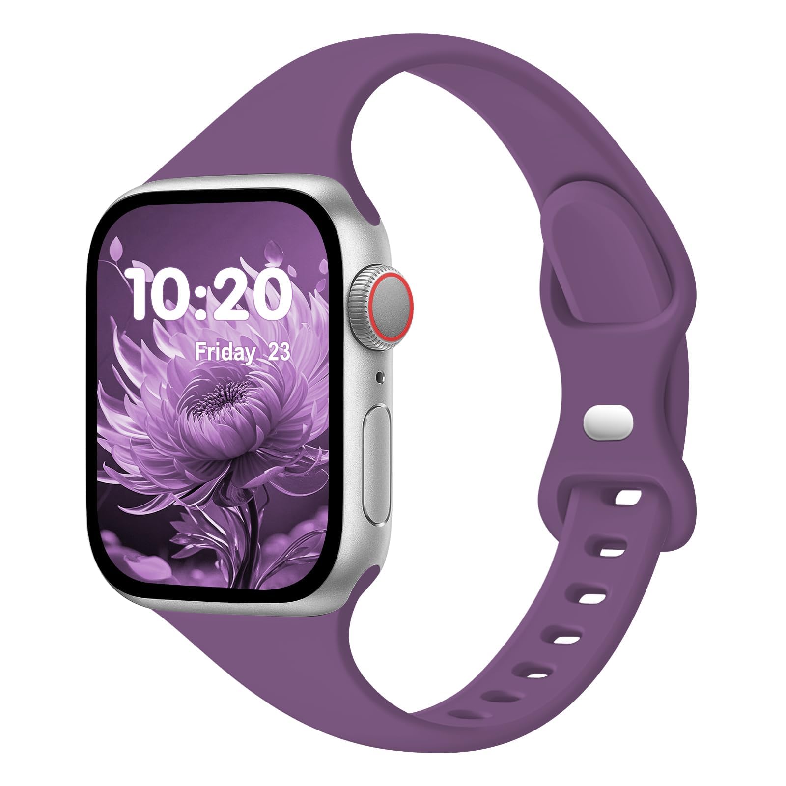 Slim Band Compatible with Apple Watch Bands 38mm 40mm 41mm 42mm 44mm 45mm 49mm for Women Men,Soft Thin Narrow Silicone Sport Strap Wristbands for iWatch Series12 11 10 9 8 7 6 5 4 3 2 1 SE Ultra/Ultra 2 Purple