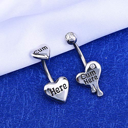 OUFER Belly Button Rings Heart Clear CZ 316L Surgical Steel Belly Rings Heart Shaped Letter Navel Rings Belly Rings Belly Piercing Jewelry2