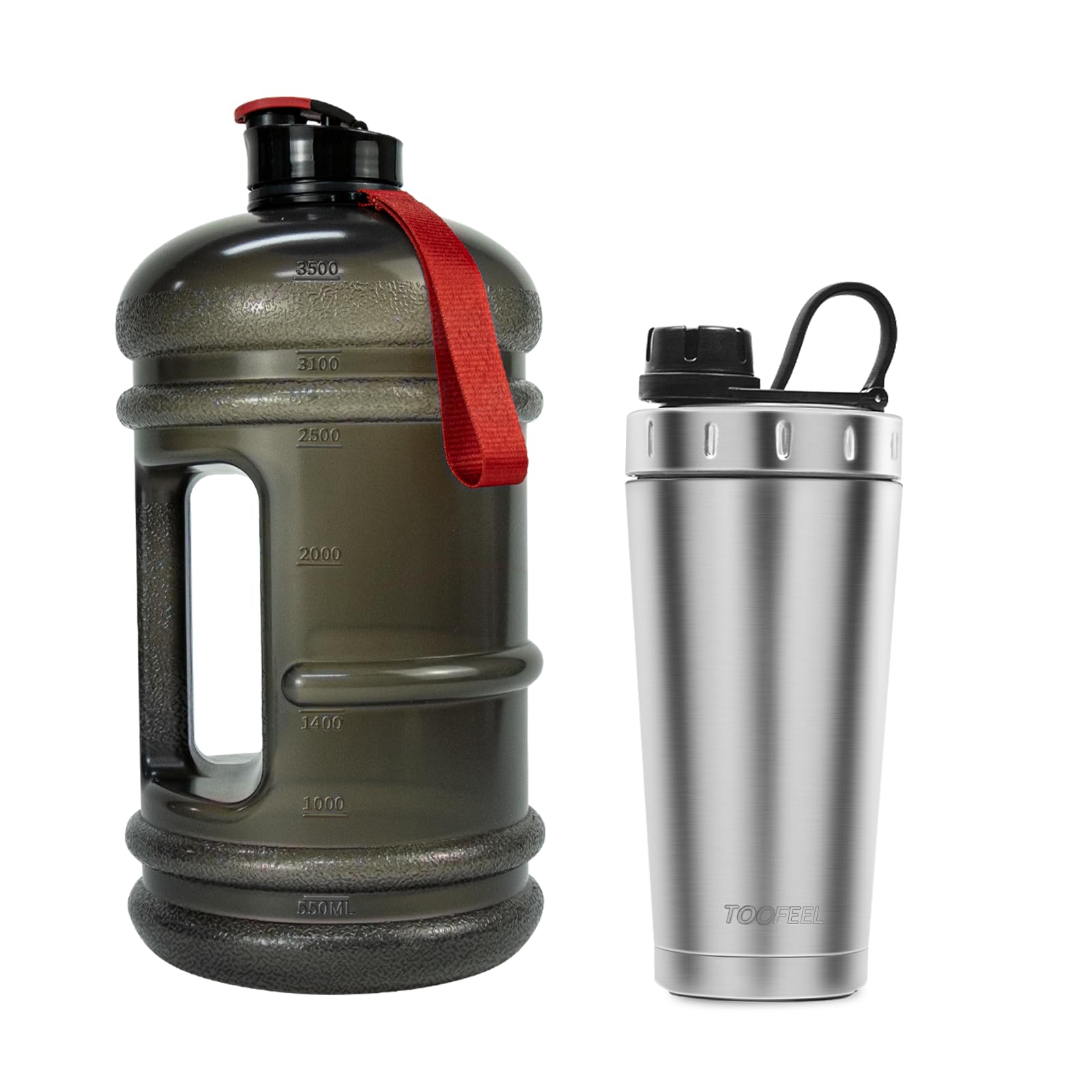 TOOFEEL1 Gallon Water Bottle Bundle with 20 oz Insulated Shaker Bottle