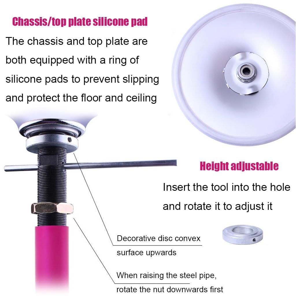 Pole Dance Stange 45 mm tragbares, abnehmbares Tanzstangen-Set für rotierende und statische Fitness-Tanzstangen, verstellbare Höhe 2,3–2,73 m