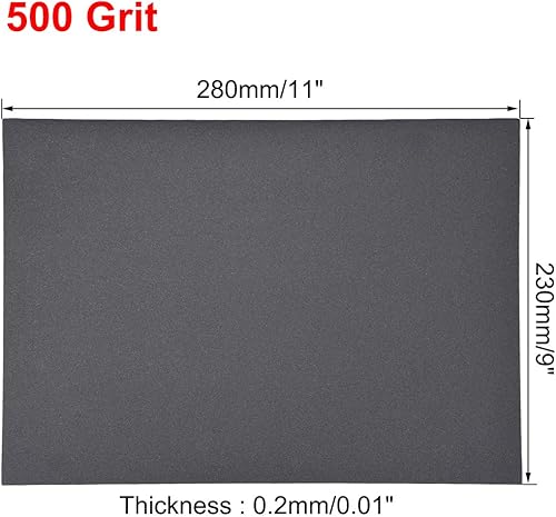 Miniatura 3 de uxcell Hojas de lijado de 500 granos de 9 x 11 pulgadas, papel de lija de carburo de silicio seco húmedo para muebles de madera, pulido de metal, 10