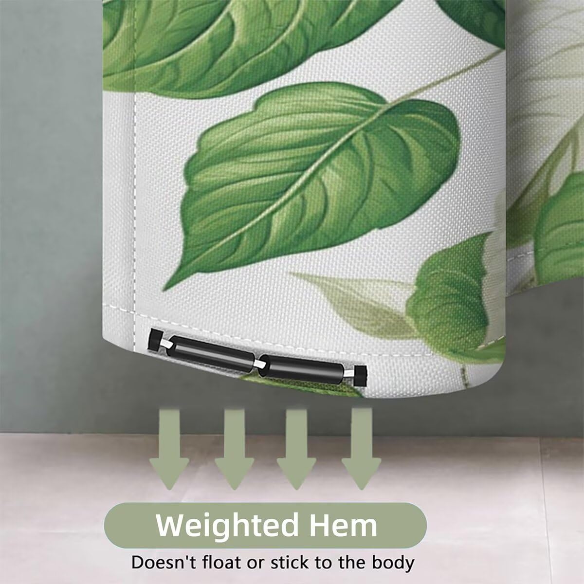 Weiß Duschvorhang 240x200, Duschrollo mit 12 Duschvorhang Haken, Rattan Shower Curtains Beschwerter Saum, Waschbar Polyester Stoff Wasserdicht Extra Lang für Badewanne Badezimmer Deko, Geschenke -3389