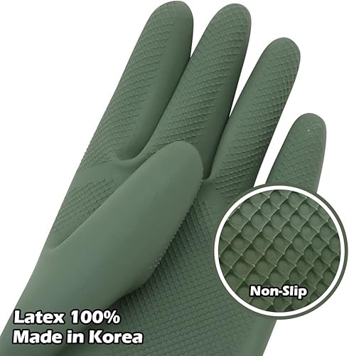 Miniatura 7 de HOMSSEM Guantes de goma para lavar platos, 2 pares de guantes de goma de alta calidad para limpieza, color gris urbano, verde, azul