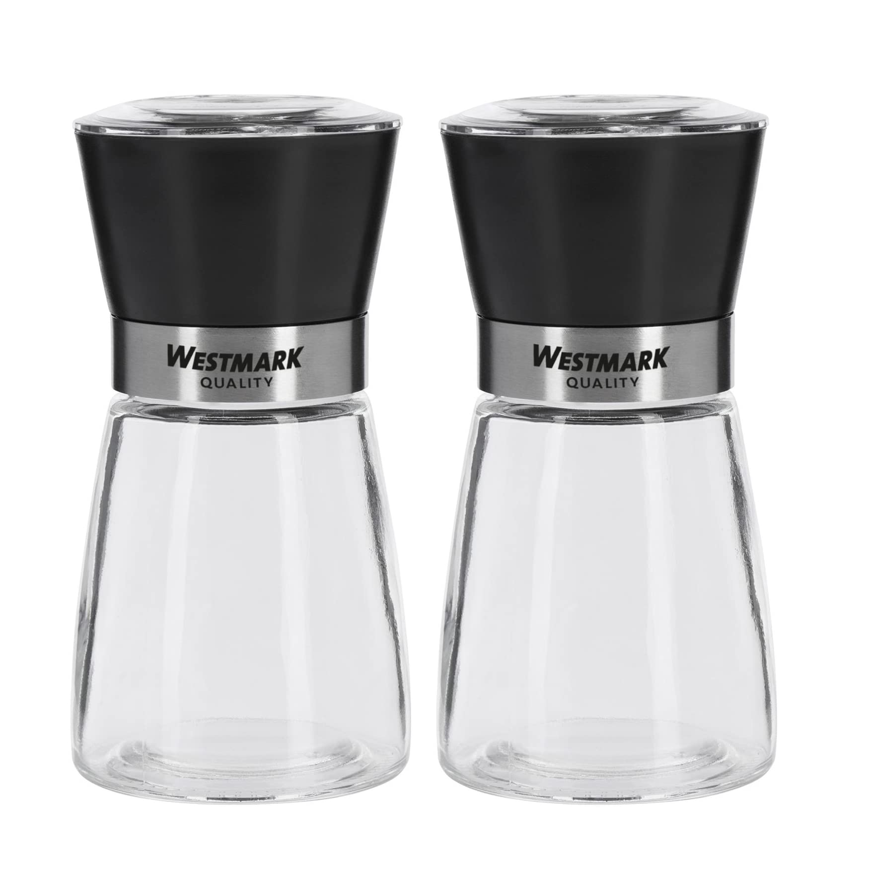 Westmark 63552260 Spice Mill Set 2 Grinder with Ceramic Grinder Glass/Ceramic/Plastic Transparent/Black/Silver
