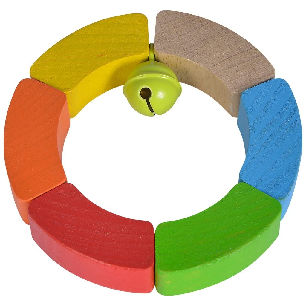 Eichhorn 100017039 Baby Grasping Toy Circle Geometric Grasping Toy to Promote Motor Skills Colourful FSC 100% Certified Beech Wood from 3 Months