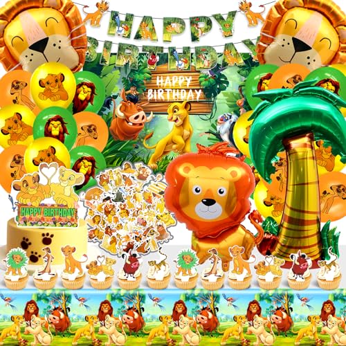 Decoración Rey Leon Cumpleaños, Rey Leon Cumpleaños, Decoracion Tarta, Globos, Pegatina, Adecuado para Decorar Fiestas Temáticas Infantiles