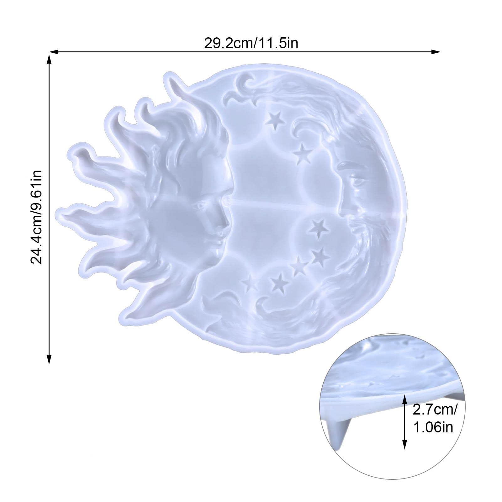 A/R Stampo in silicone in resina a forma di luna, sole e luna, decorativo in silicone per fai da te in resina, decorazione per la casa e ciondoli da parete A/R Stampo in silicone in resina a forma di luna, sole e luna, decorativo in silicone per fai da te in resina, decorazione per la casa e ciondoli da parete