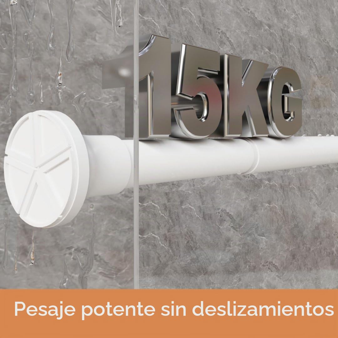 Venwemong Barra de cortina sin taladrar, barra telescópica extensible, barra ajustable para cortina de ducha para armario, negro, 185-360 cm